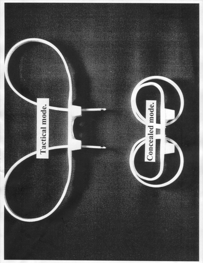 Two wireframe headbands labeled 'Tactical mode' and 'Concealed mode'.